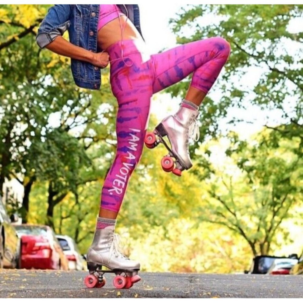 Terez Pants Womens XS‎ I Am A Voter. Pink/Purple Camo Leggings Activewear